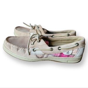 SPERRY Top-Sider Womens 7.5 M Pink Stripe Boat Shoes Slip On Comfort Pre-owned